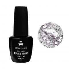 Гель-лак Planet Nails, "PRESTIGE" - MATTE TOP PARTY SILVER , без липкого слоя, 8мл