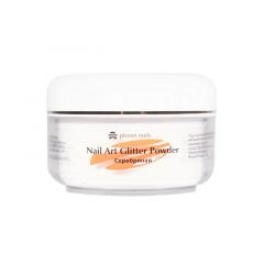 Пудра акриловая Planet Nails - глиттер, серебряная 45г.