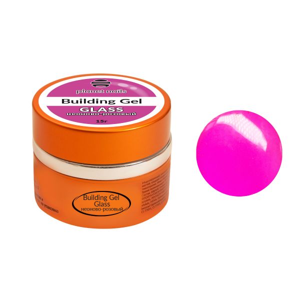 Гель Planet Nails - Building GLASS GEL, неоново-розовый 15 гр., изображение 2