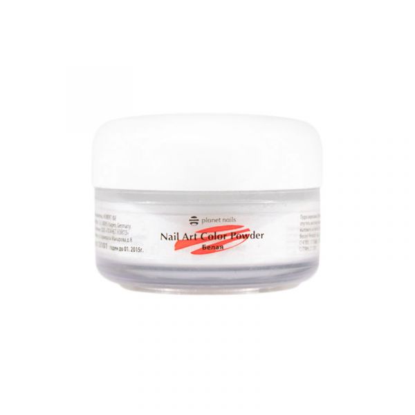 Пудра акриловая Planet Nails - цветная, белая 15г.