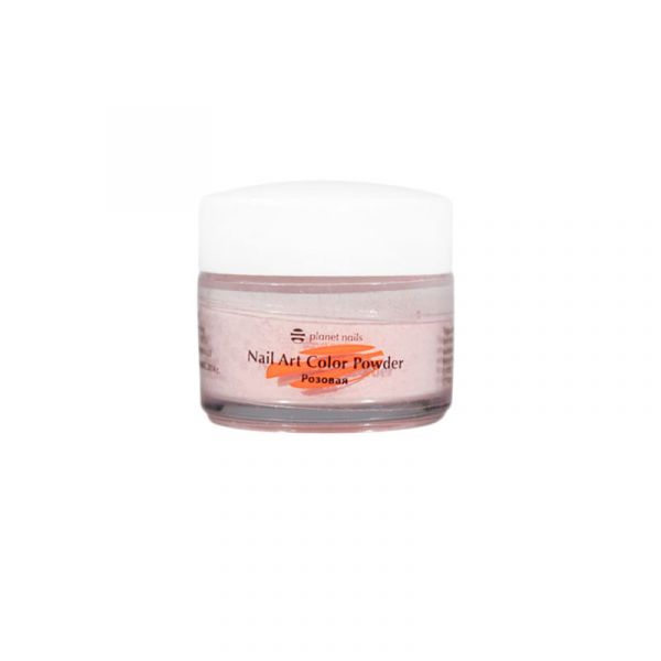 Пудра акриловая Planet Nails - цветная, розовая 5г.