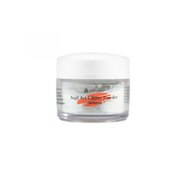 Пудра акриловая Planet Nails - глиттер, зеленая 5г.