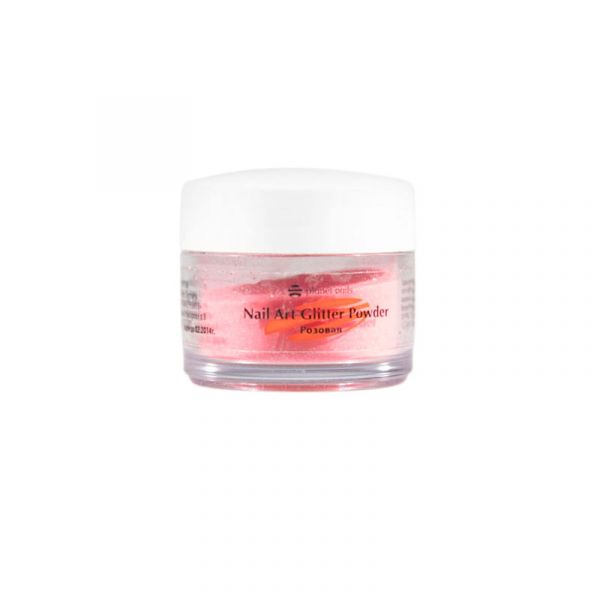 Пудра акриловая Planet Nails - глиттер, розовая 5г.