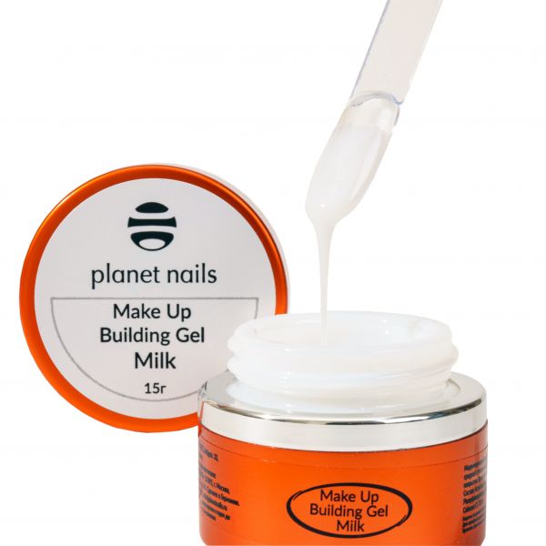 Гель Planet Nails- Make Up Building Gel Milk, моделирующий гель, молочный, 15 мл., изображение 3