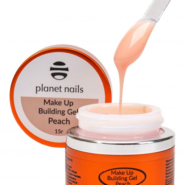 Гель Planet Nails- Make Up Building Gel Peach, моделирующий гель, персиковый, 15 мл., изображение 2