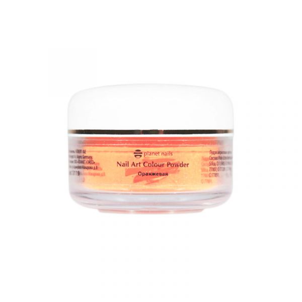 Пудра акриловая Planet Nails - цветная, оранжевая 15г.