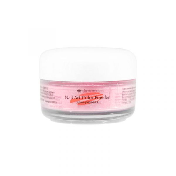 Пудра акриловая Planet Nails - цветная, ярко-розовая 15г.