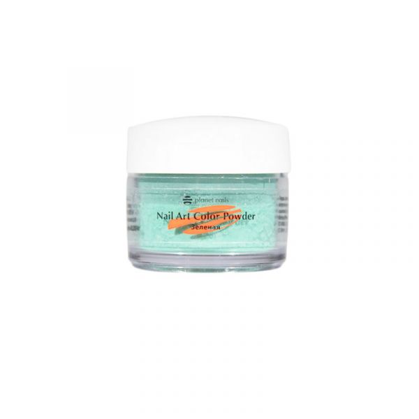 Пудра акриловая Planet Nails - цветная, зеленая 5г
