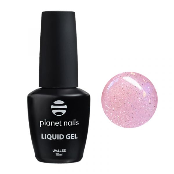 Гель Planet Nails - LIQUID GEL Pink Glitter, моделирующий гель, 10 мл