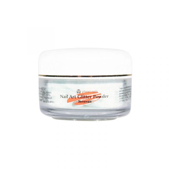 Пудра акриловая Planet Nails - глиттер, зеленая 15г.