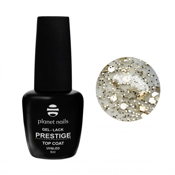 Гель-лак Planet Nails, "PRESTIGE" - MATTE TOP PARTY GOLD , без липкого слоя, 8мл