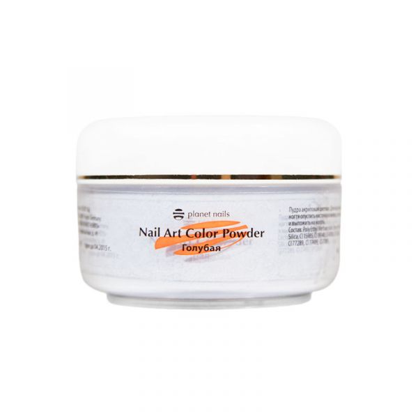 Пудра акриловая Planet Nails - цветная, голубая 45г.