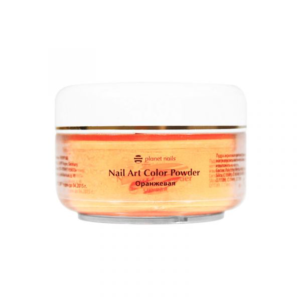 Пудра акриловая Planet Nails - цветная, оранжевая 45г.