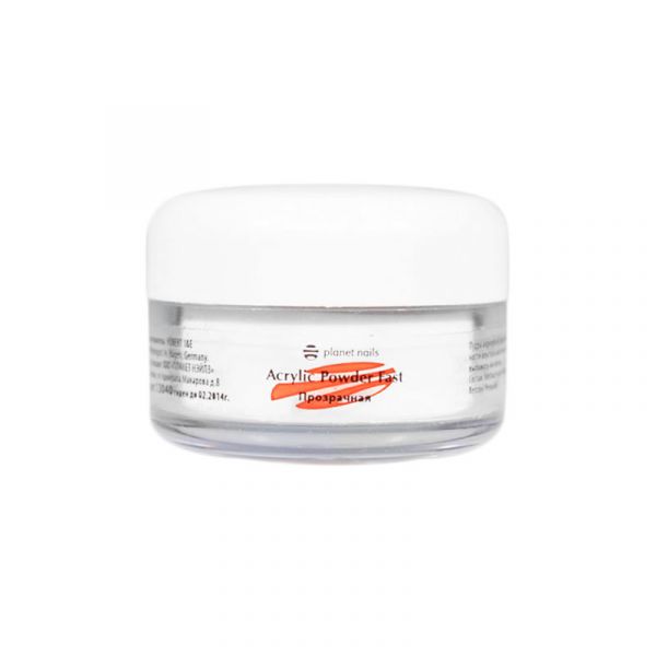Пудра акриловая Planet Nails - быстросохнущая, прозрачная 15г.