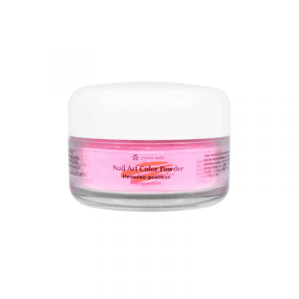 Пудра акриловая Planet Nails - цветная, неоново-розовая 15г.