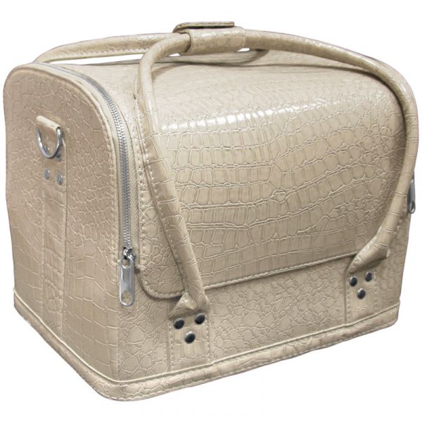 Сумка-чемодан бежевая "Crocodile"