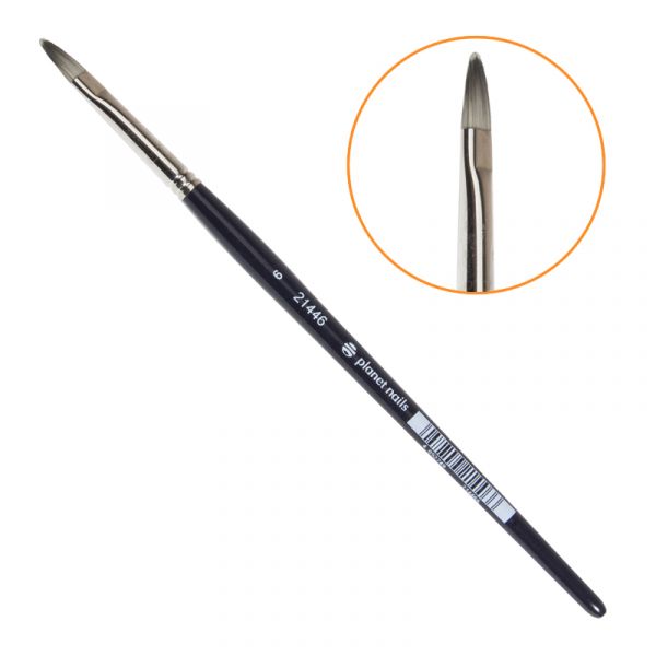 Кисть Planet Nails гелевая овальная серый ворс № 6