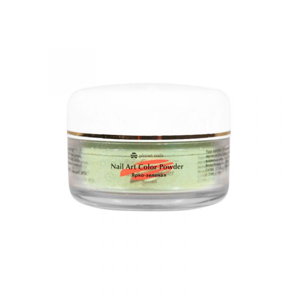 Пудра акриловая Planet Nails - цветная, ярко-зеленая 15г.