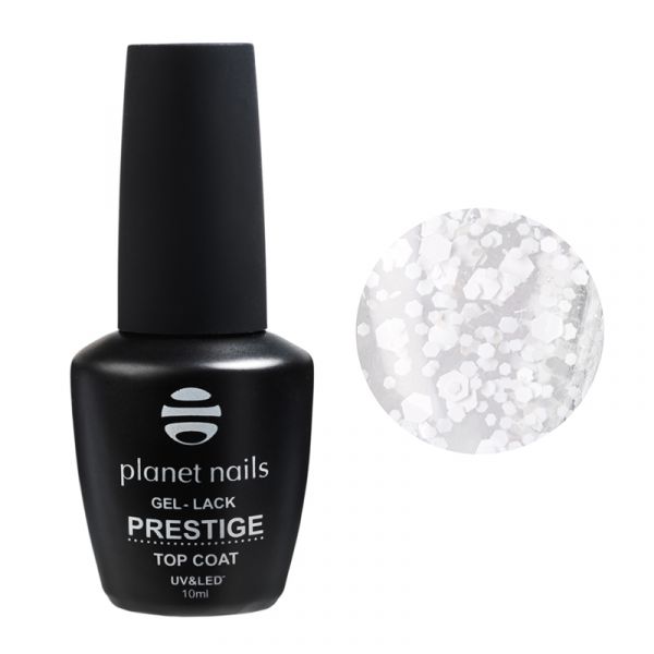Гель-лак Planet Nails, "PRESTIGE" - GLOSSY TOP SNOW WHITE, без липкого слоя, 10мл, изображение 2