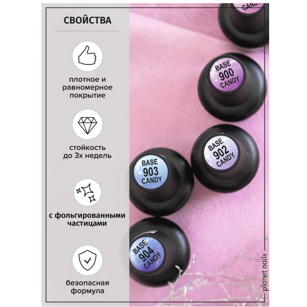 Гель-лак Planet Nails, BASE COLOR "CANDY"- 902, 8 мл, изображение 4