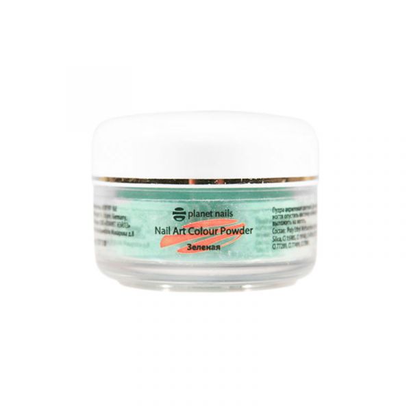 Пудра акриловая Planet Nails - цветная, зеленая 15г