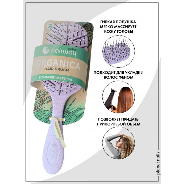 Щетка Hairway Eco Corn массажная 10 рядов 17см розовая, изображение 2