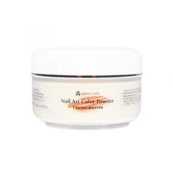 Пудра акриловая Planet Nails - цветная, светло желтая 45г.