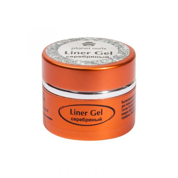 Гель-краска для тонких линий Planet Nails - Liner Gel серебро 5г