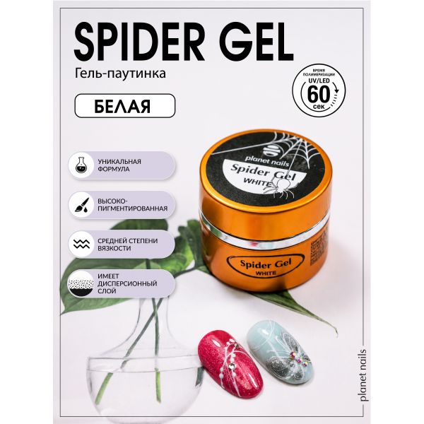 Гель-паутинка Planet Nails Spider Gel белая 5г, изображение 3